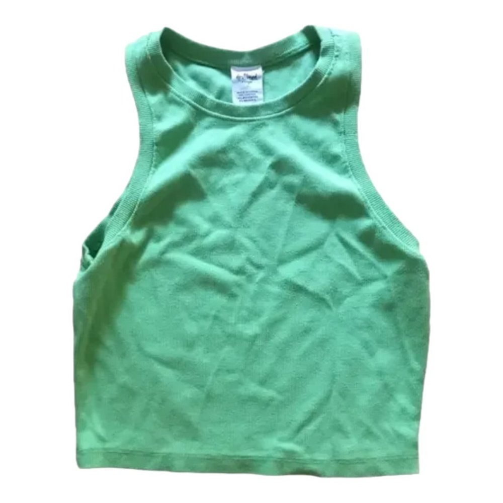 Womens green ribbed stretch tank